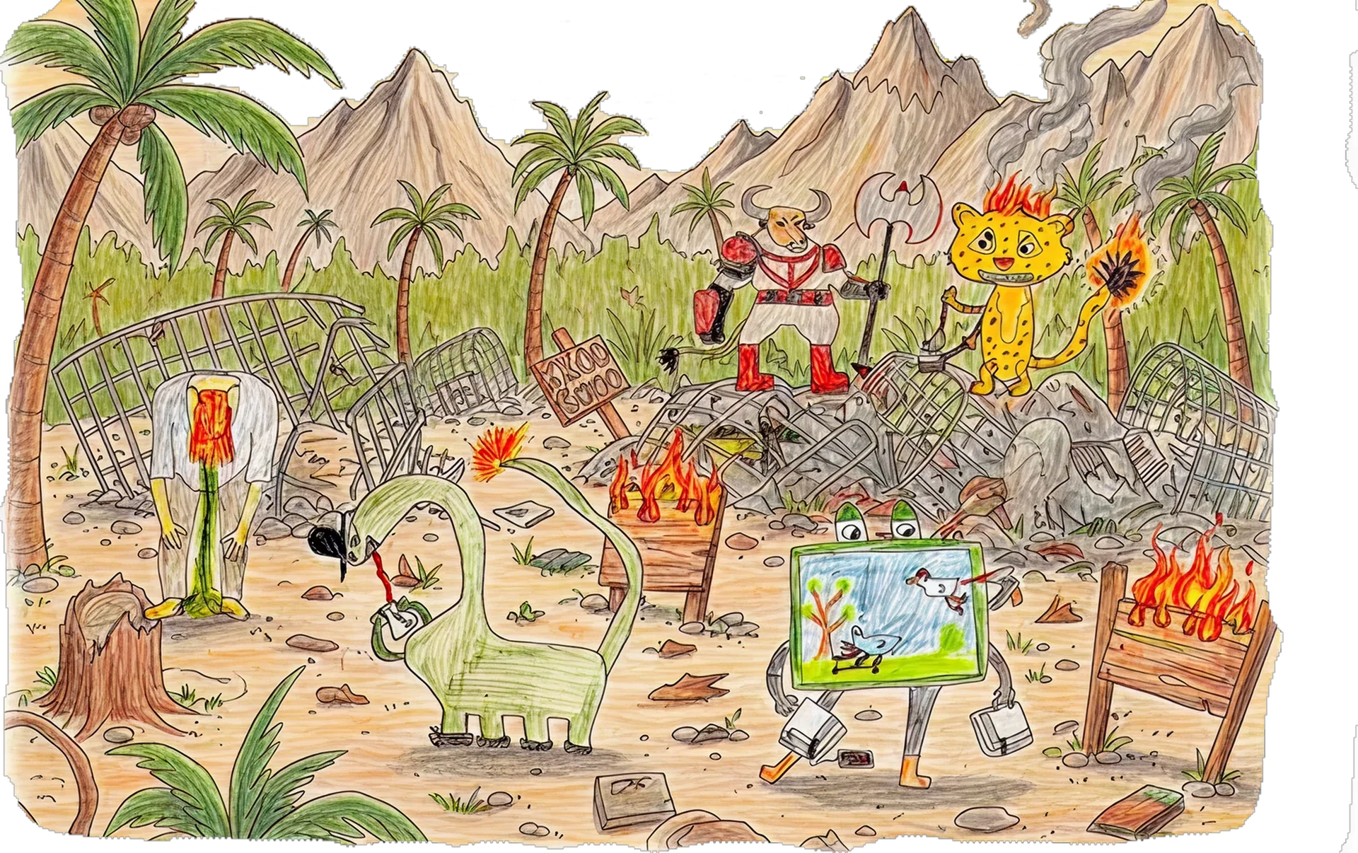 Sneaky characters battle scene